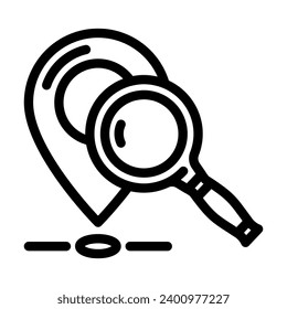 geolocation marker magnifying glass line icon vector. geolocation marker magnifying glass sign. isolated contour symbol black illustration