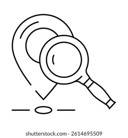geolocation marker magnifying glass line icon vector. geolocation marker magnifying glass sign. isolated contour symbol black illustration