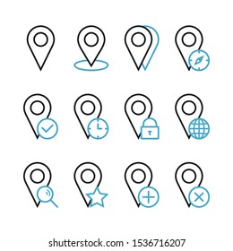 Geolocation Markers. Set of Icons on a White Background. 