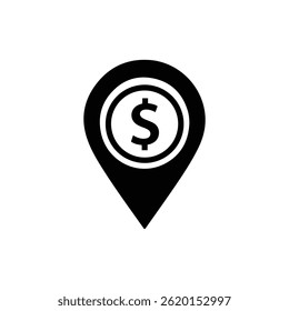 Geolocation Marketing Icon with Pin and Dollar