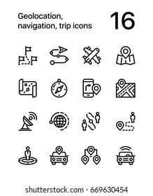 Geolocation, navigation, trip icons for web and mobile design pack 3