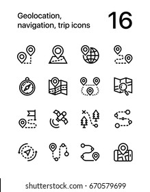 Geolocation, navigation, trip icons for web and mobile design pack 1