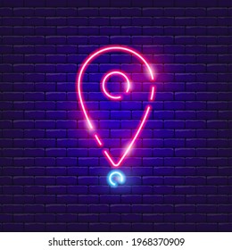 Geolocation neon sign. Vector illustration for the design of advertising, website, promotion, banner, brochure, flyer. Geolocation Concept.