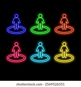 Geolocation neon sign Vector illustration for the design of advertising website promotion banner brochure flyer Geolocation Concept.