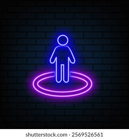 Geolocation neon sign Vector illustration for the design of advertising website promotion banner brochure flyer Geolocation Concept. blue color.
