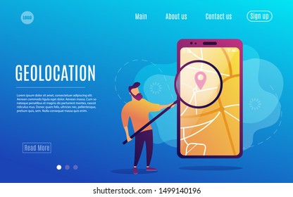 Geolocation optimization search for best routes in maps app for business delivery service with modern flat style. Vector illustration
