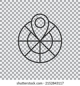 Geolocation outline icon isolated on transparent background. Vector illustration.
