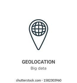 Geolocation outline vector icon. Thin line black geolocation icon, flat vector simple element illustration from editable big data concept isolated on white background