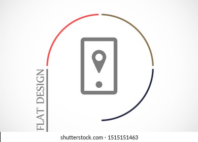Geolocation phone vector icon . Geolocation phone to search icon. Geolocation phone for Internet icon.10 EPS and Lorem Ipsum.Geolocation phone flat design icon .