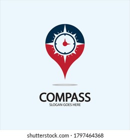 Geolocation point with compass logo illustration design concept vector