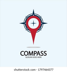 Geolocation point with compass logo illustration design concept vector