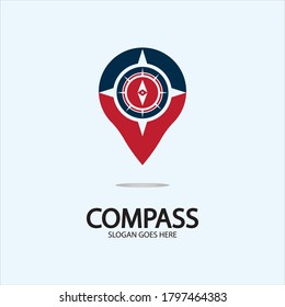 Geolocation point with compass logo illustration design concept vector