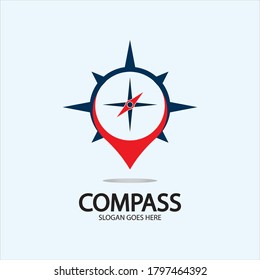 Geolocation point with compass logo illustration design concept vector