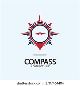 Geolocation point with compass logo illustration design concept vector
