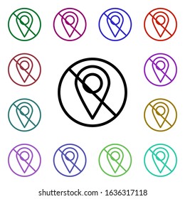 Geolocation prohibition multi color style icon. Simple thin line, outline vector of ban icons for ui and ux, website or mobile application
