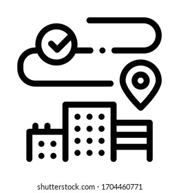 geolocation in residential buildings icon vector. geolocation in residential buildings sign. isolated contour symbol illustration