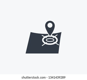 Geolocation services icon isolated on clean background. Geolocation services icon concept drawing icon in modern style. Vector illustration for your web mobile logo app UI design.