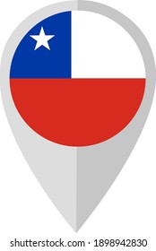 Geolocation sign with the flag of Chile. Official colors. Vector illustration