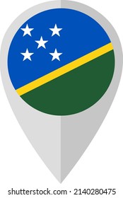 Geolocation sign with the flag of the Solomon Islands, official colors. Vector illustration