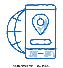 Geolocation sketch icon vector. Hand drawn blue doodle line art Geolocation sign. isolated symbol illustration
