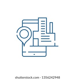 Geolocation system line icon concept. Geolocation system flat  vector symbol, sign, outline illustration.