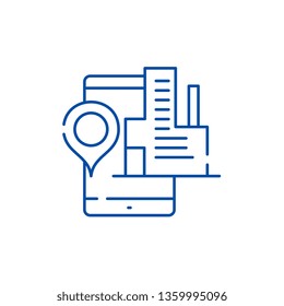 Geolocation system line icon concept. Geolocation system flat  vector symbol, sign, outline illustration.