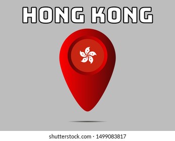Geolocation tag or geotag with National flag of Hong Kong. Original colors and proportion. Simply vector illustration,For web, icon, travel, from countries set