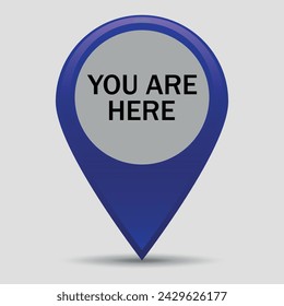 A geolocation tag with a location indicator. 3D. Vector on a gray background