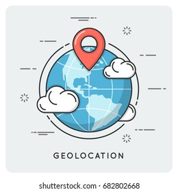 Geolocation. Thin line concept. Vector illustration.