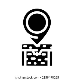 Geolocation Schatz Glyph Symbol Vektorgrafik. Geolocation Schatzzeichen. isoliertes Kontursymbol