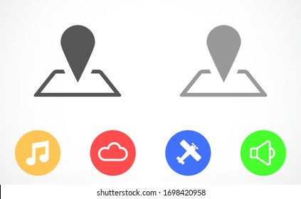 Geolocation vector icon. Geolocation for phone icon. Geolocation for the Navigator icon. Geolocation for online search. badge icon 10 eps. Lorem Ipsum.