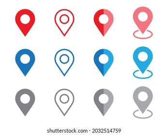 Geolocation vector icons set. Geolocate and navigation sign.