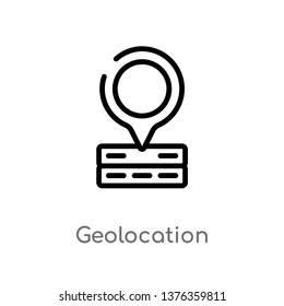 geolocation vector line icon. Simple element illustration. geolocation outline icon from big data concept. Can be used for web and mobile