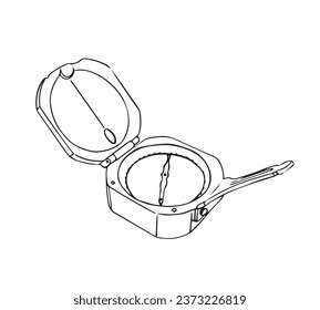 Geological compass hand drawn vector illustration.