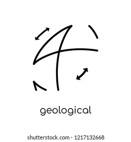 geological icon. Trendy modern flat linear vector geological icon on white background from thin line Museum collection, outline vector illustration