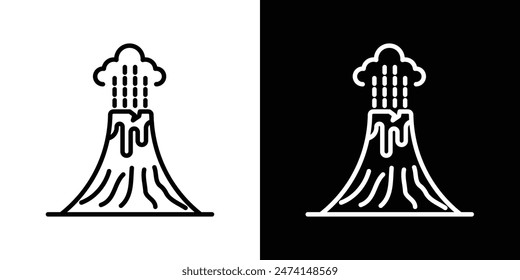 Geological Mountain Volcano Icon Set. Magma Eruption Vector Illustration.