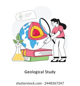 Geological Study Flat Style Design Vector illustration. Stock illustration