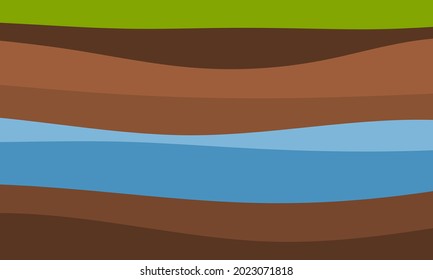 Geological Subsurface. Layered Soil And Groundwater.