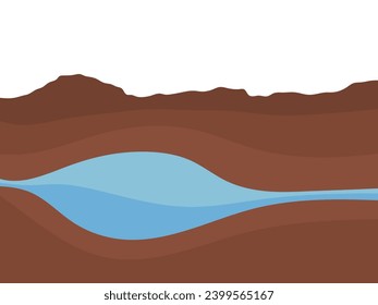 Geological subsurface. Layered soil and groundwater.