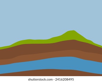 Geological subsurface. Layered soil and groundwater