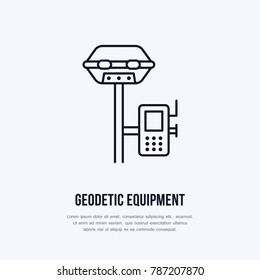 Geological survey, engineering vector flat line icon. Geodesy equipment. Geology research illustration, sign.