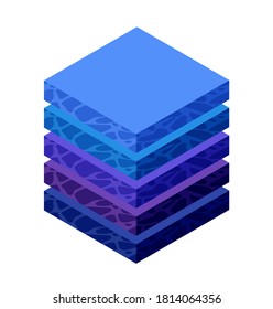 Geological and underground layers of soil under the isometric slice of the natural landscape