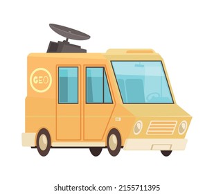 Geologist composition of isolated flat doodle style geology expedition vehicle on blank background vector illustration