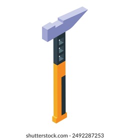 Geologist hammer standing on white background, isometric view