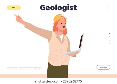 Geologist landing page design template for geology profession and research work development