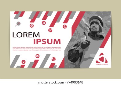 Geologist mountain booklet, business card, brochure cover. Globe icon on vector. Brochure. Flyer design. Layout template.