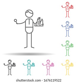 Icono de conjunto multicolor geólogo. Línea delgada simple, contorno vector de iconos de hobbie para ui y ux, sitio web o aplicación móvil