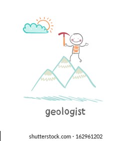 geologist stands on the hill