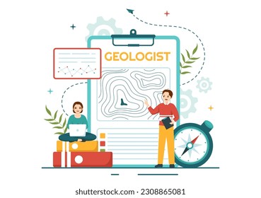 Geologist Vector Illustration with Soil Analysis and Features of the Earth for Science, Research or Expedition in Flat Cartoon Hand Drawn Templates