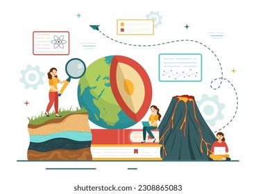 Geologist Vector Illustration with Soil Analysis and Features of the Earth for Science, Research or Expedition in Flat Cartoon Hand Drawn Templates